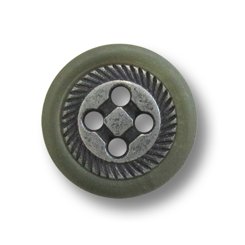www.knopfparadies.de - 1014gn - Trachtenknöpfe mit Metallmitte und dunkelgrünem Rand