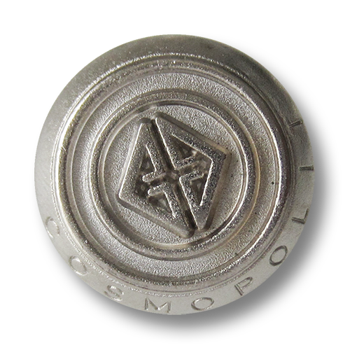 www.Knopfparadies.de - 3092si - Edle silberne Metallknöpfe mit Logo und Schriftzug Cosmopolit