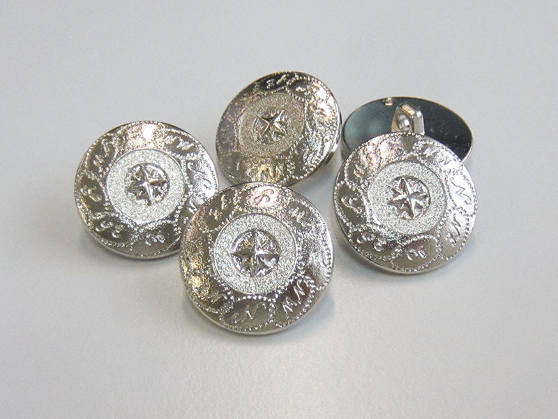 www.knopfparadies.de - 5398si - Glänzend silberfarbene Kunststoffknöpfe mit maritimem Motiv