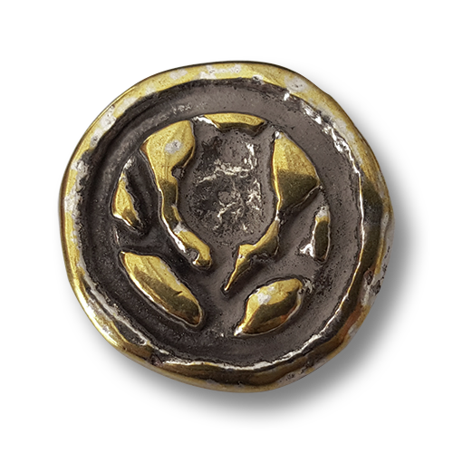Metallknopf mit Blume in glänzend Silber- und Messingfarben