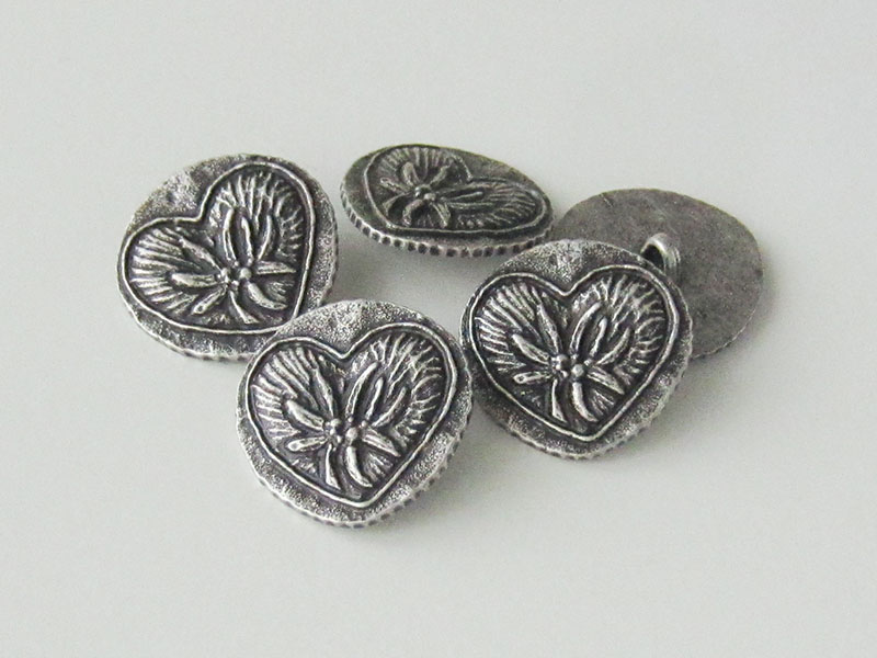 www.Knopfparadies.de - 0087si - Silberne Trachtenknöpfe aus Metall mit Edelweiß-Motiv