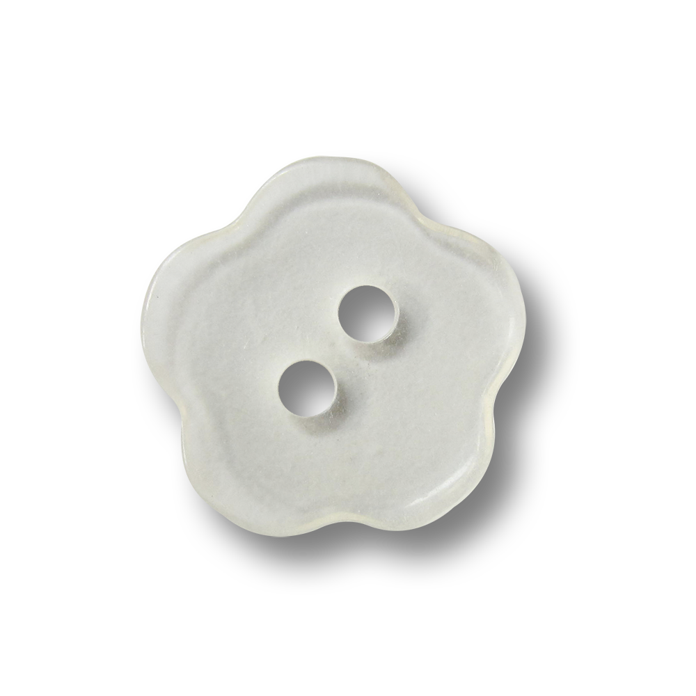 Hübscher transparenter Zweiloch Knopf in Blumen Form