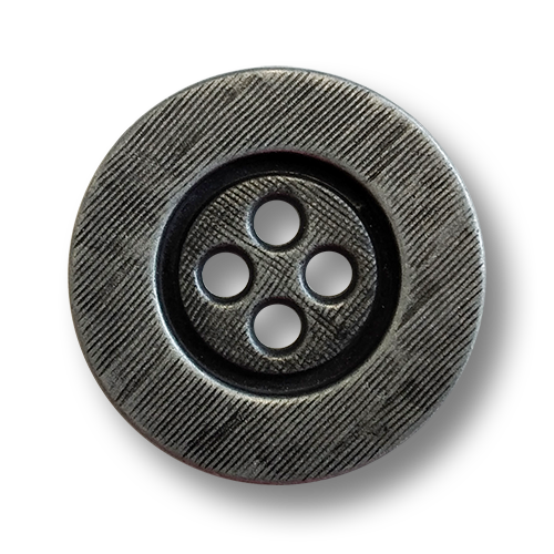www.knopfparadies.de - 6420ei - Eisenfarbene Metallknöpfe mit vier Löchern und breitem Rand