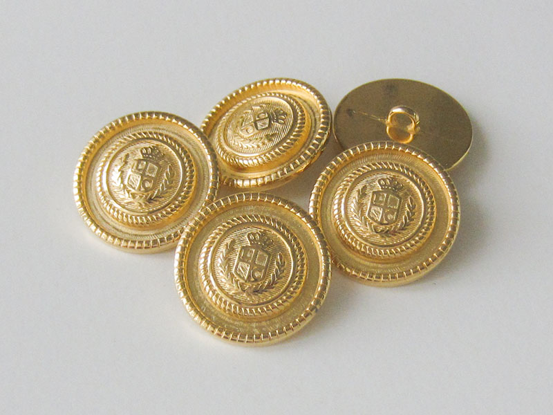 www.Knopfparadies.de - 4016go - Majestätische goldene Wappenknöpfe aus Metall