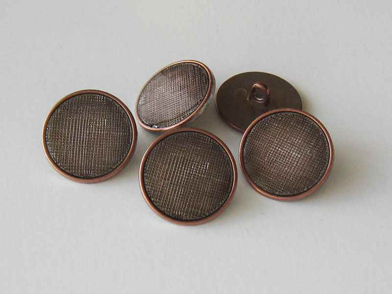 www.Knopfparadies.de - 1501ku - Kupferfarbene Metallknöpfe mit Netz Struktur