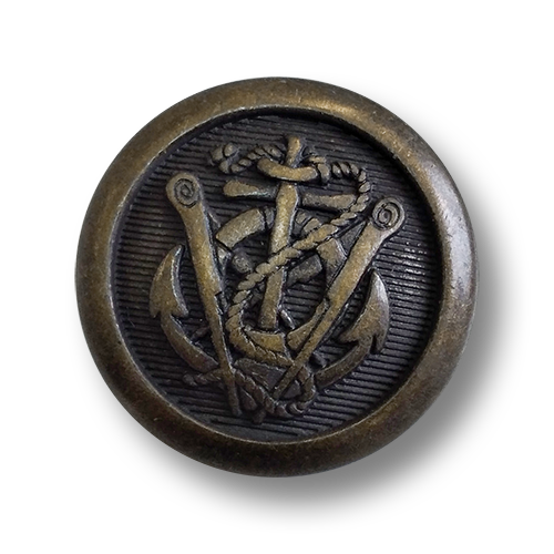 www.knopfparadies.de - 0534am - Altmessingfarbene Metallknöpfe - Marine Motiv