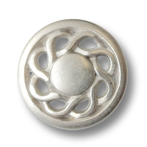www.knopfparadies.de - 2037si - Matt silberfarbene Metallknöpfe mit Durchbruchmuster