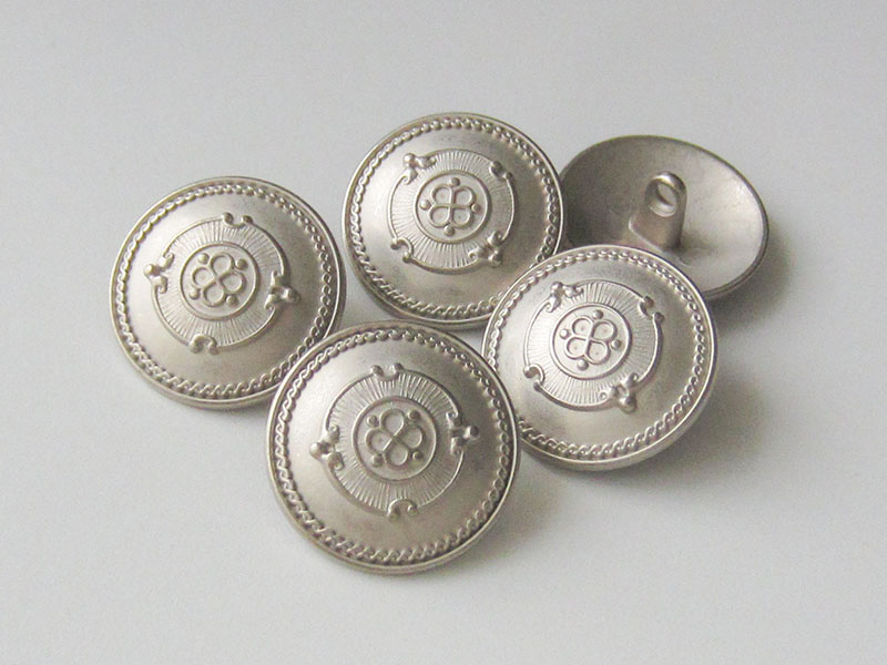 www.knopfparadies.de  - 4285si - Trachtenknöpfe silber matt Ornament Prägung Randverzierung