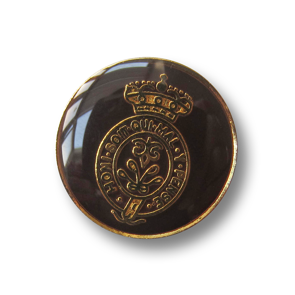 Braun goldfb. Metall Ösen Knopf mit Wappen & Krone