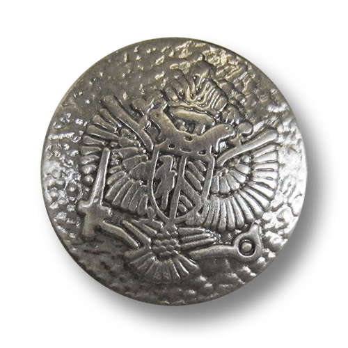 www.Knopfparadies.de - 0858ch - Authentische Ösenknöpfe aus Metall mit Adlermotiv in Chrom