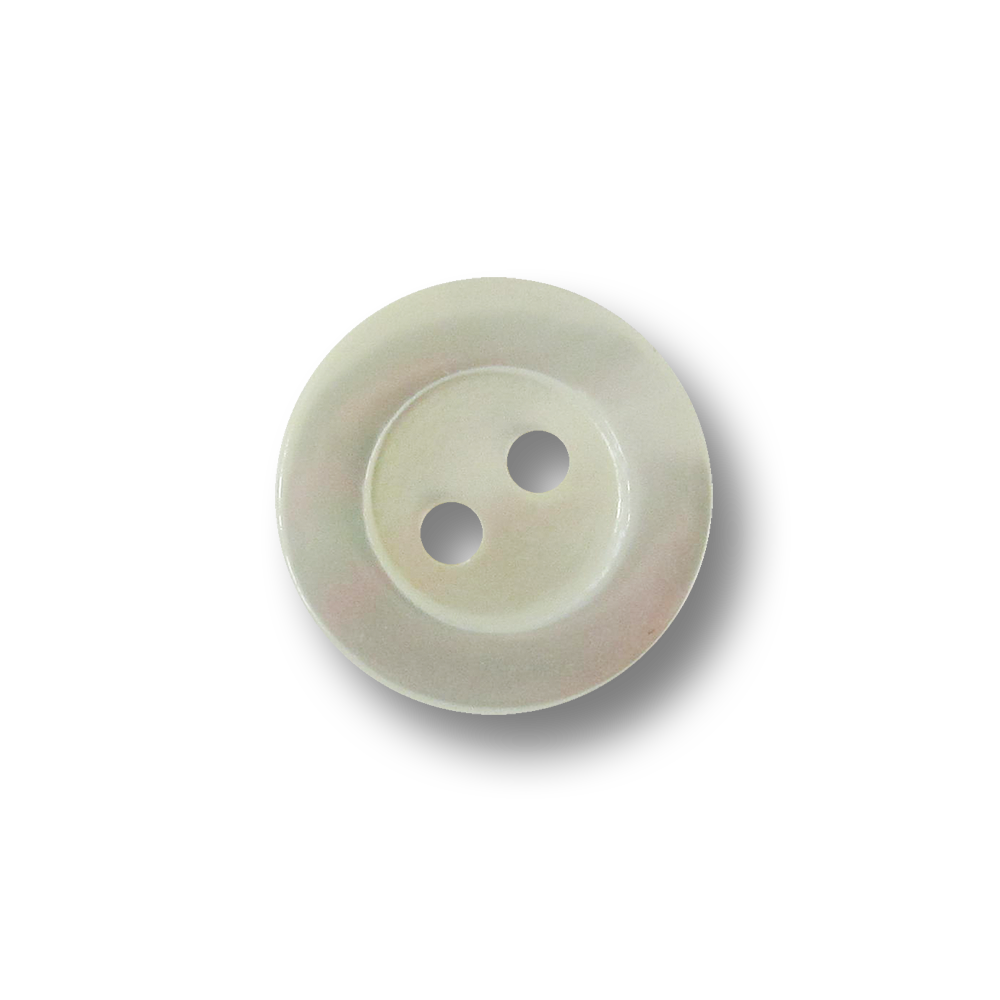 Elegante kleine weiße Zweiloch Perlmutt Knöpfe mit breitem Rand