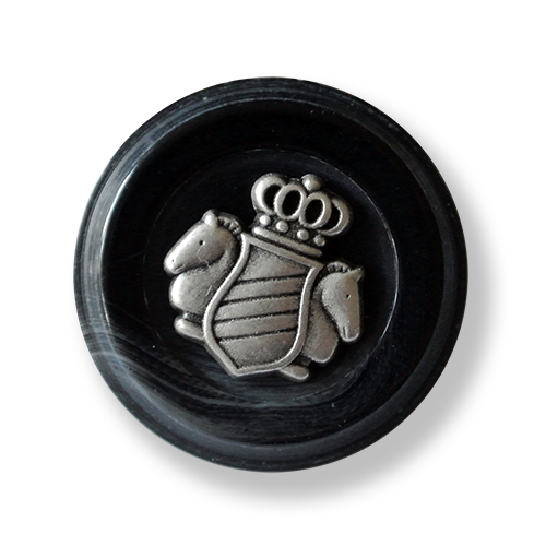 Nobler Ösen Knopf mit Wappen Metall  Applikation
