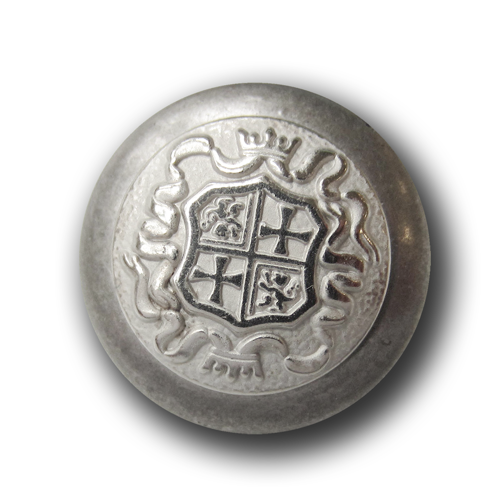 Edler Wappen Metall Knopf mit Krone, Kreuz & Löwe