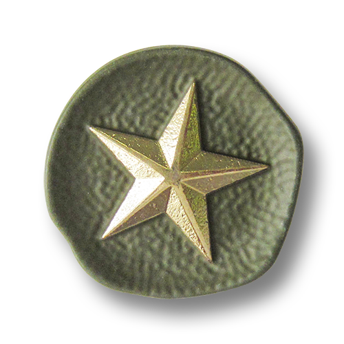 www.Knopfparadies.de - 2732gg - Tolle Motivknöpfe aus Metall mit Stern in Grün / Gold