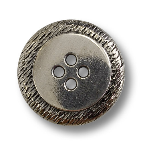 www.knopfparadies.de - 2469as - Eisenfarbene Metallknöpfe mit vier Löchern