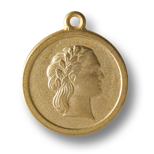 www.knopfparadies.de - 2678go - Antik wirkender Metallanhänger in Gold mit Frauen Relief