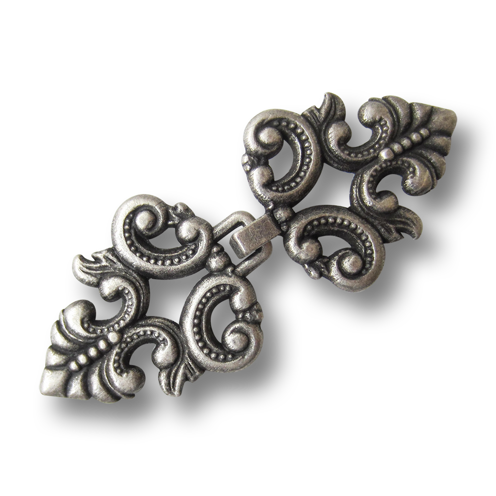 Dekorative altsilberfarbene Metallverschlüsse / Zierverschlüsse