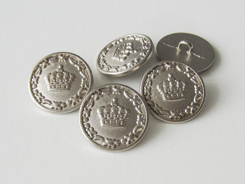 www.Knopfparadies.de - 3058si - Silberfarbene Metallknöpfe mit Krone / B-WARE
