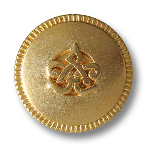 www.Knopfparadies.de - 3563mg - Beeindruckende matt goldene Metallknöpfe mit Symbol