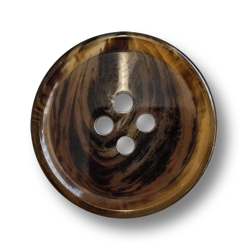www.knopfparadies.de - 6090br - Braune Vierlochknöpfe aus Kunststoff in Büffelhornoptik