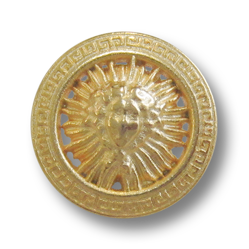 www.Knopfparadies.de - 3159go - Goldene Ösenknöpfe aus Metall mit klassischem Designer Motiv