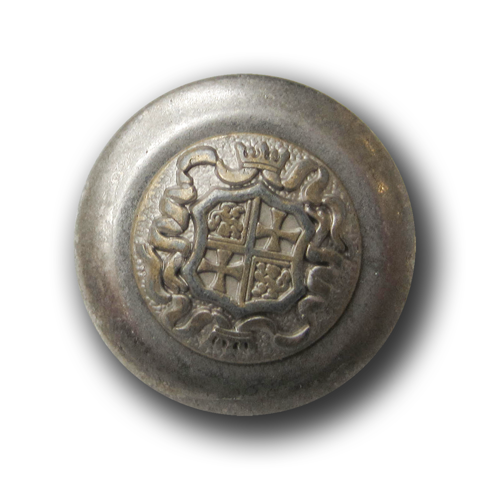Edler Wappen Metall Knopf mit Krone, Kreuz & Löwe