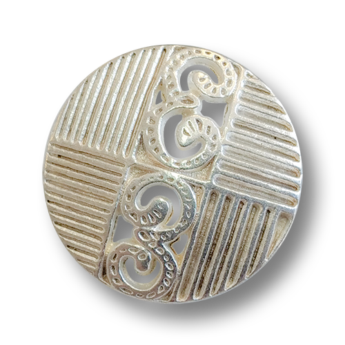 www.knopfparadies.de - 5339si - Silber-weiße Metallknöpfe mit Nostalgie Design
