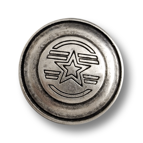 Altsilberfarbener Uniformknopf mit Sternmotiv