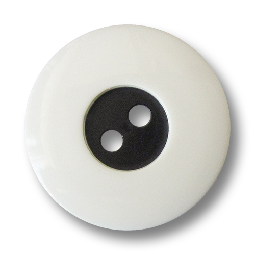 www.Knopfparadies.de - 4416ws - Edle weiß schwarze Zweiloch Kunststoffknöpfe