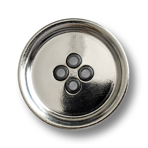 www.knopfparadies.de - 6480si - Silberfarbene, schwere Metallknöpfe mit eisenfarbenen Löchern