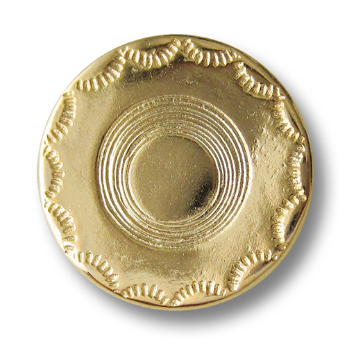 www.Knopfparadies.de - 2514gg - Älter wirkende glänzend goldene Metallknöpfe mit schlichtem Muster
