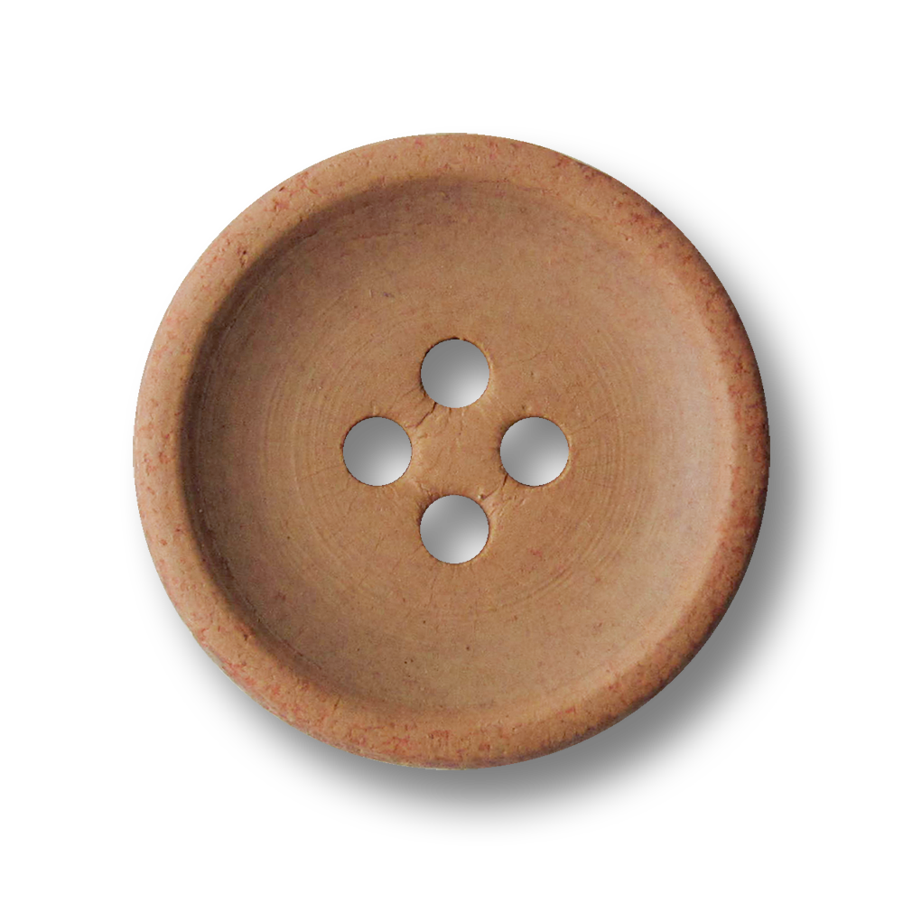 Schlichter hellbrauner Vierloch Knopf aus echtem Leder