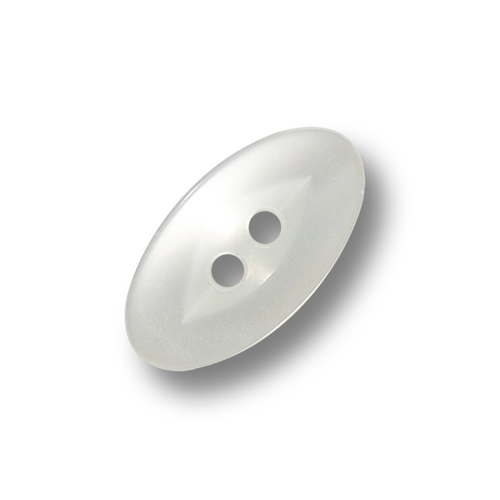 www.Knopfparadies.de - 3649we - Perlmuttartig ovale Blusenknöpfe / Hemdknöpfe aus Kunststoff in Weiß
