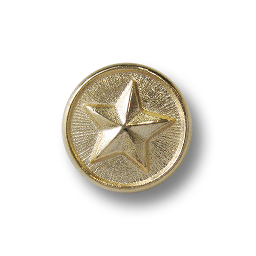 www.knopfparadies.de - 2533hg - Hell goldfarbene Metallknöpfe mit Sternmotiv