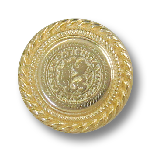 Prächtiger goldfb. Münz Metall Knopf mit Löwe & Harfe