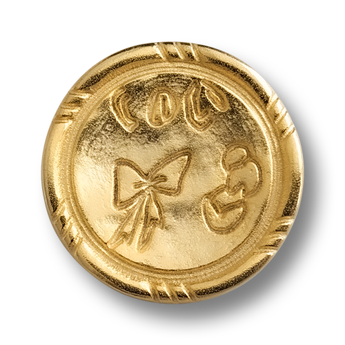 Romantischer goldfarbener Metall Knopf mit Schleife