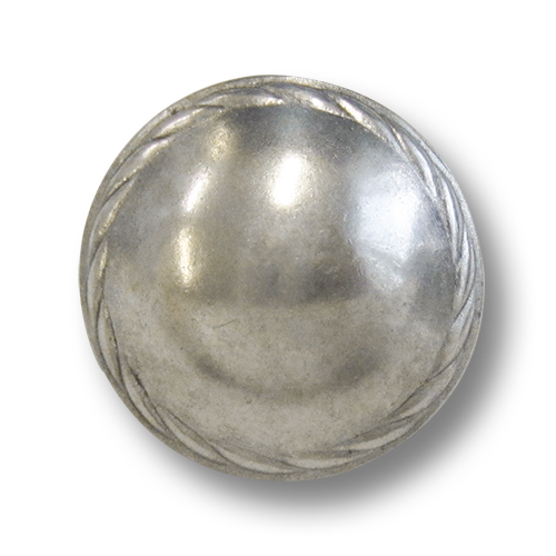 www.Knopfparadies.de - j030as - Gewölbte Ösenknöpfe aus Metall in Altsilber mit edlem Zierband
