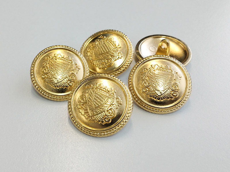 www.knopfparadies.de - 6228go - Goldfarbene Blazerknöpfe aus Metall mit Wappenmotiv
