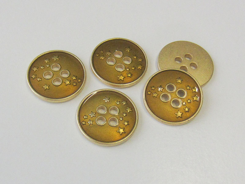 www.Knopfparadies.de - 4276go - Freche Sternknöpfe aus Metall in Gold
