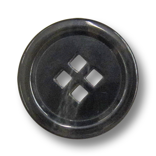 www.Knopfparadies.de - 2135sc - Schwarz-graue Vierlochknöpfe aus Kunststoff in Horn-Optik