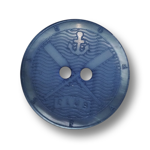 www.knopfparadies.de - 3006bl - Blau schimmernde Kunststoffknöpfe mit maritimen Motiv