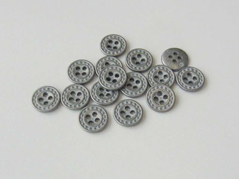 www.knopfparadies.de - 4004zn - Blusenknöpfe / Kinderknöpfe / Puppenknöpfe aus Metall mit vier Löchern