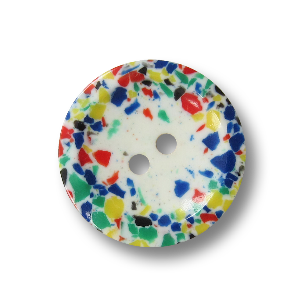 Hübscher weißer Kinder Knopf mit buntem Mosaik Rand