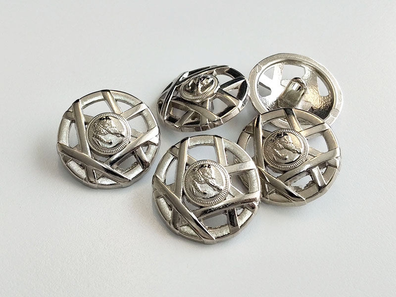 www.knopfparadies.de - 6920si - Silberfarbene Metallknöpfe mit Katzenmotiv
