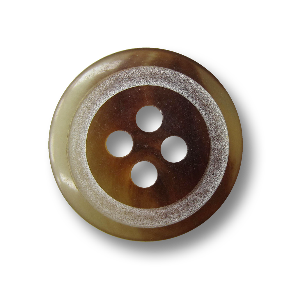 Braun melierter Vierloch Knopf in Büffelhorn Optik