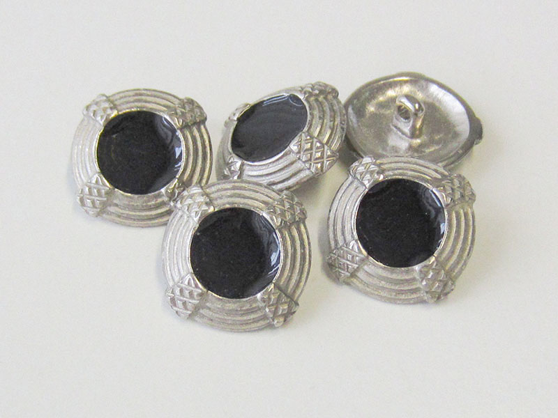 www.Knopfparadies.de - 0144si - Edle Designerknöpfe aus Metall in Schwarz & Silber