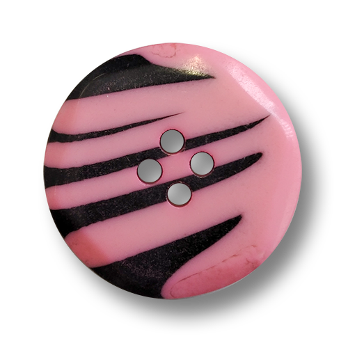 www.knopfparadies.de - 6332pi - Pink eingefärbte Kunststoffknöpfe mit Zebramuster