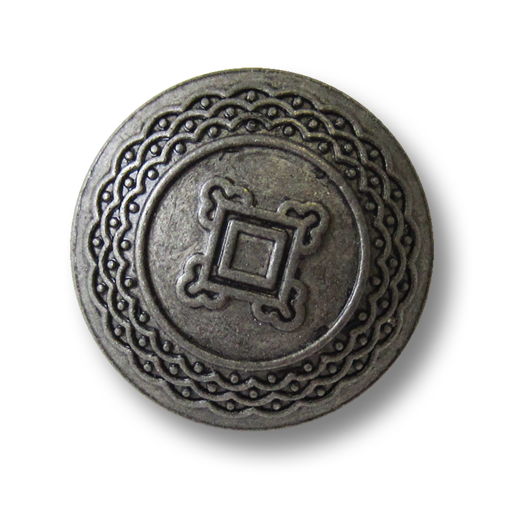 Edler dunkel eisenfb. Metall Ösen Knopf mit Ornamenten