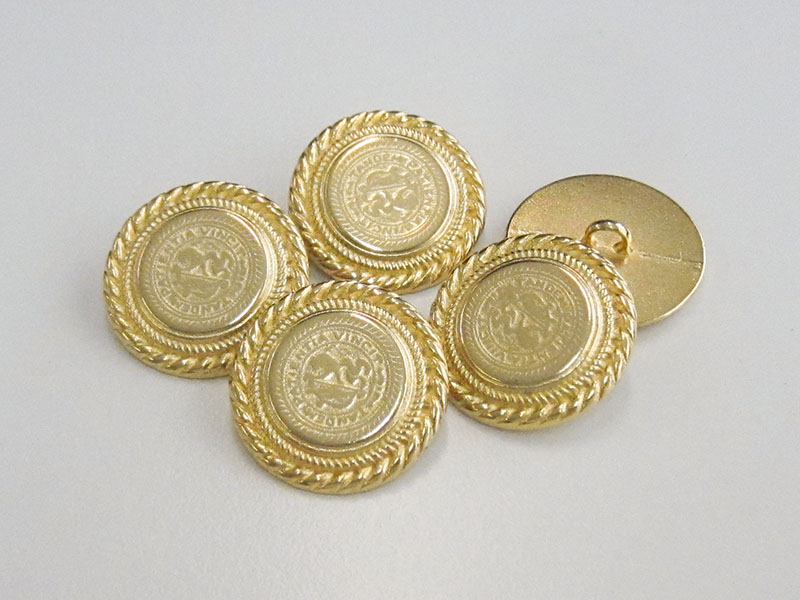 Prächtiger goldfb. Münz Metall Knopf mit Löwe & Harfe