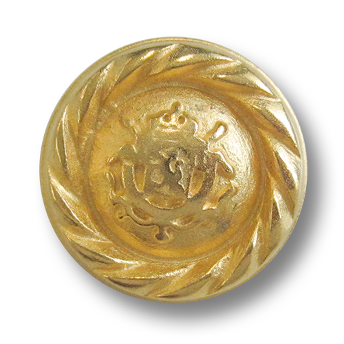 www.knopfparadies.de - 3154go - Matt goldfarbene, sehr schwere Metallknöpfe mit Wappenmotiv